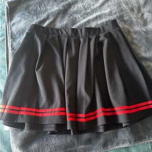 Black Skater Mini Skirt with Red Stripe Trim